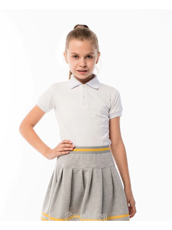 Поло для дівчинки Sashka біле, розмір 116-164